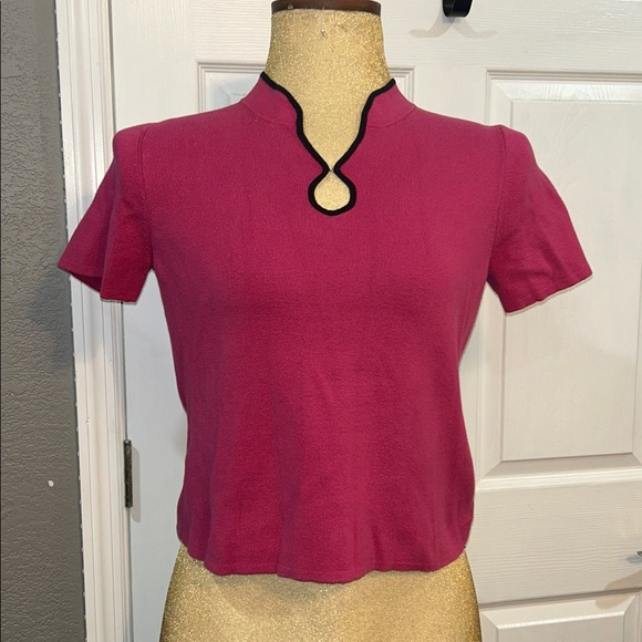 Designers Originals Tops - Designers Originals Magenta Crop Top with Black Accent